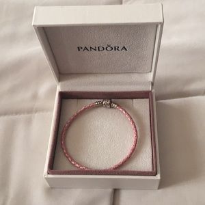Pandora pink leather bracelet